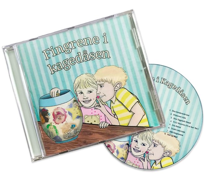 Cd-cover og booklet til albummet Fingrene i Kagedåsen