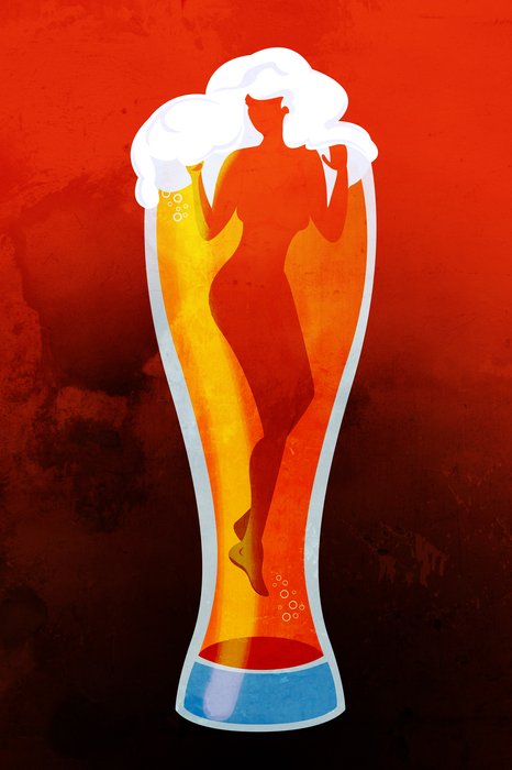 Illustration 'Beer Temptation' – en stiliseret silhuet i et ølglas